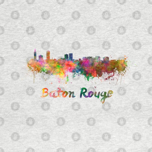 Baton rouge skyline in watercolor by PaulrommerArt